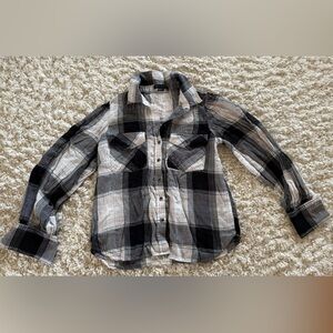 Sanctuary Monochrome Plaid Button-Down Shirt